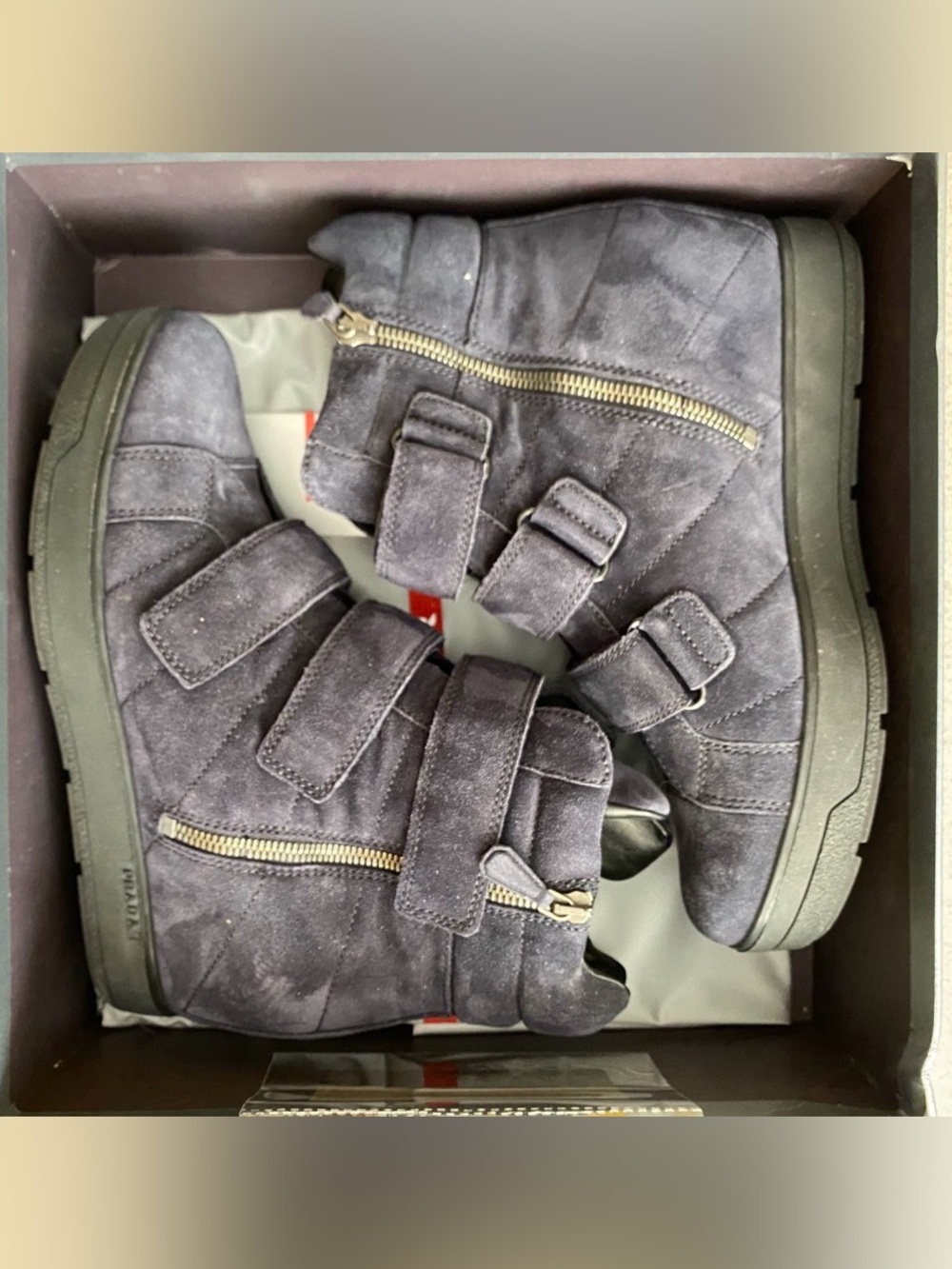 Women’s Prada Suede Ankle Boots Size 40 In Original Box